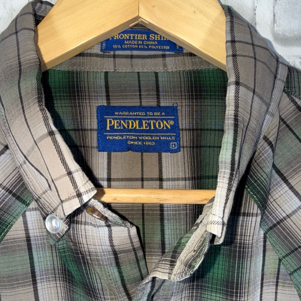 Pendleton Frontier Snap Button Plaid Shirt Cotton… - image 2